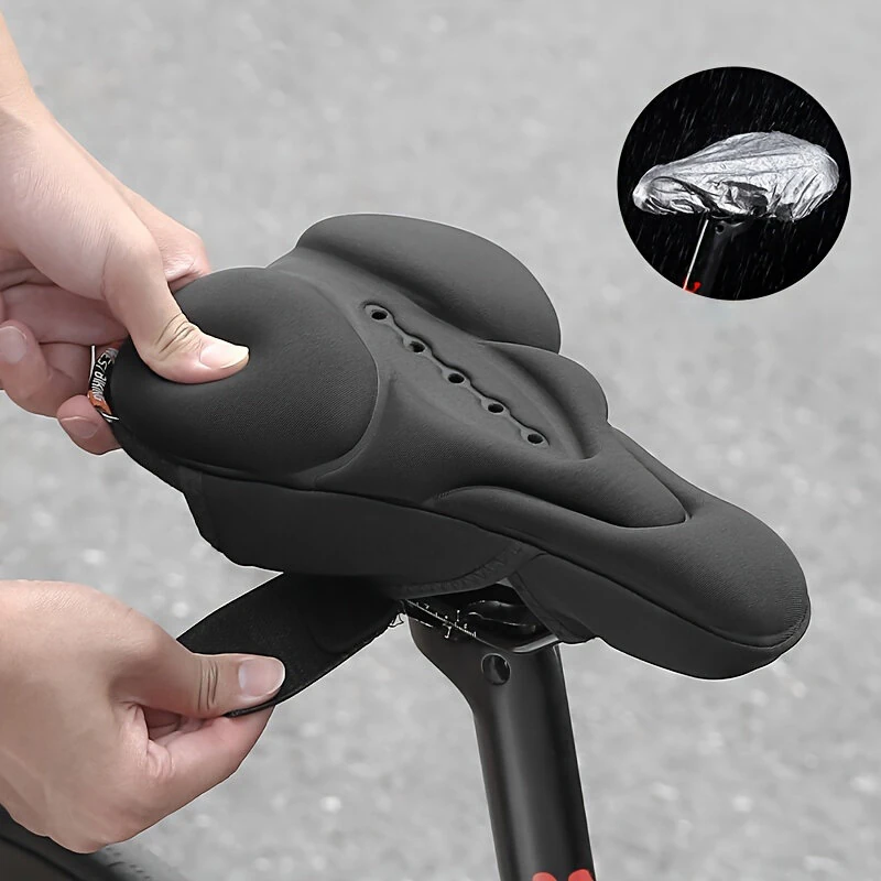 WEST BIKING Silicone High Elastic Bicycle Cushion Cover Breathable Soft Bike Seat Cushion with Rainproof Protection for Outdoor Riding (image for) WEST BIKING Silicone High Elastic Bicycle Cushion Cover Breathable Soft Bike Seat Cushion with Rainproof Protection for Outdoor Riding